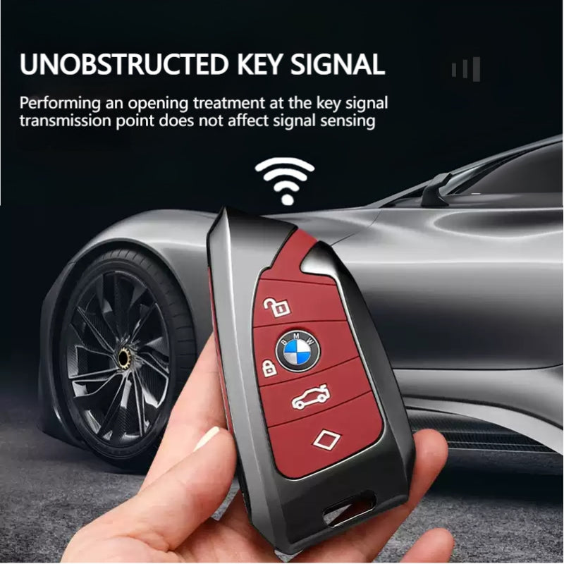 Load image into Gallery viewer, BMW Premium Leather Protection Car Key Fob Case Cover For BMW 5 Series (530), 3 Series (330Li), 7 Series, X1, X3, X5, iX3 (2026)

