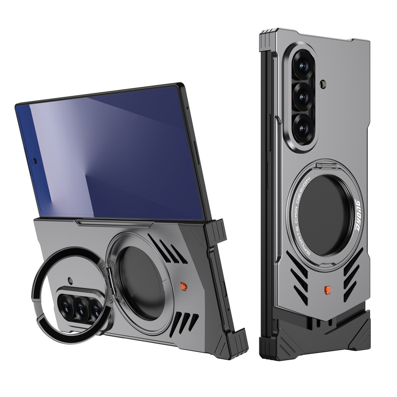 Load image into Gallery viewer, Samsung Galaxy Z Fold7 (SM-F966) - Borderless Aluminum Alloy Leather Snap Metal Case
