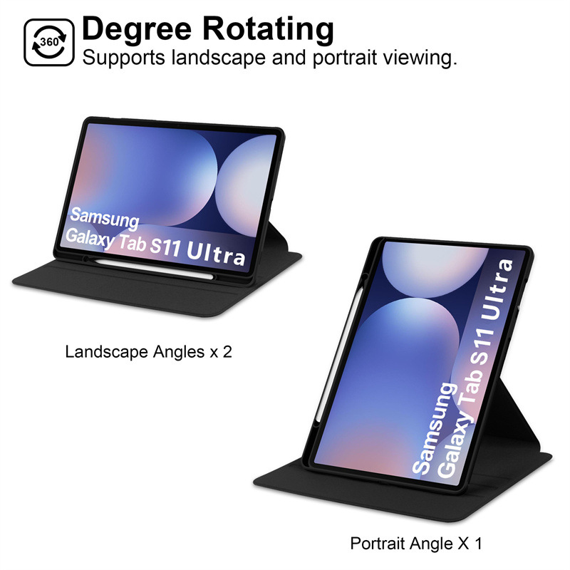 Load image into Gallery viewer, [With Pen Slot] Samsung Galaxy Tab S11 Ultra (2025) 14.6" - 360 Degree Rotating Flip Cover Case
