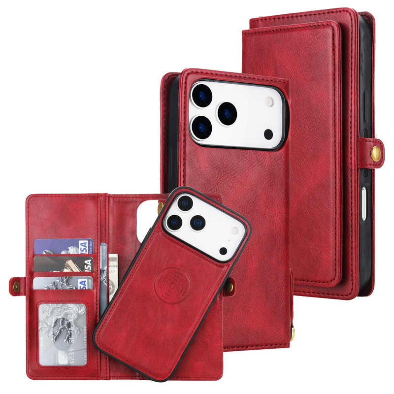 Load image into Gallery viewer, [Magsafe Compatible][With Card Slot] Apple iPhone 17/Air/Pro/Max Detachable PU Leather Flip Wallet Shockproof Case

