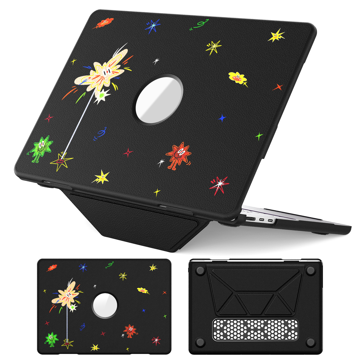 [Built-in Stand] Apple MacBook Pro 14 (A2442 & A2779 & A2918) - Cute Leather Anti-Shock Cooling Case - i-Station Mobile Phone & Electronic Device Repair and Accessories