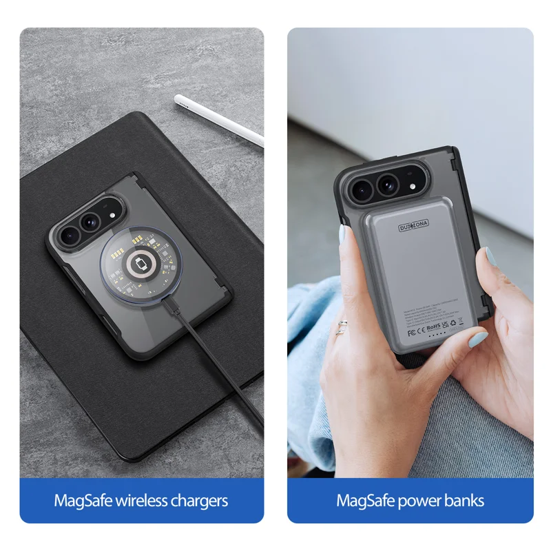 Load image into Gallery viewer, [With Card Slot][Magsafe Compatible] Apple iPhone Ultra (iPhone Fold) - Magnetic Transparent Flip PU Leather Wallet Series Case
