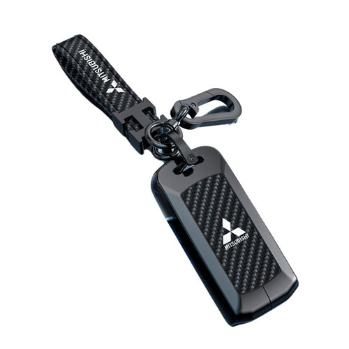 Mitsubishi Zinc Alloy + Carbon Fiber Texture Car Key Fob Case Cover For Outlander, Eclipse Cross, ASX, Pajero, Pajero Sport, Lancer EX
