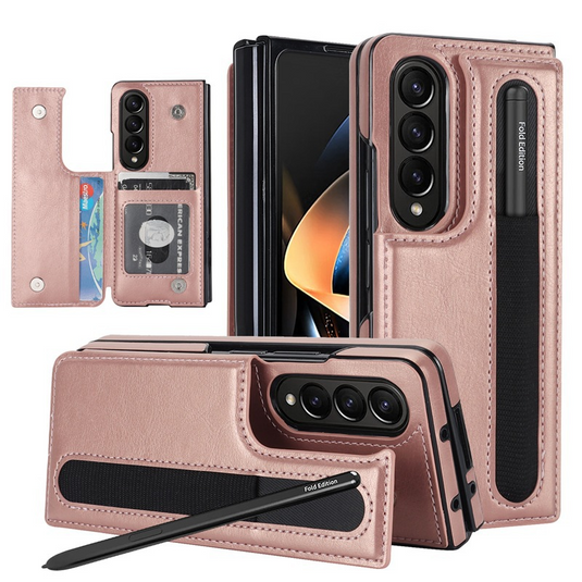 [With Card Slot] Samsung Galaxy Z Fold 3 SM-F926 Dual-clasp Foldable Stand Business Shockproof Wallet Series Case