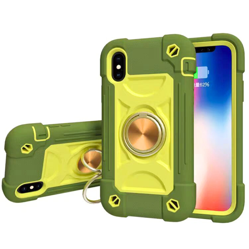 Load image into Gallery viewer, [Built-in Ring Bracket] Apple iPhone 15/Pro/Pro Max/Plus Colorful Thickened Silicone Heavy Duty Series Case
