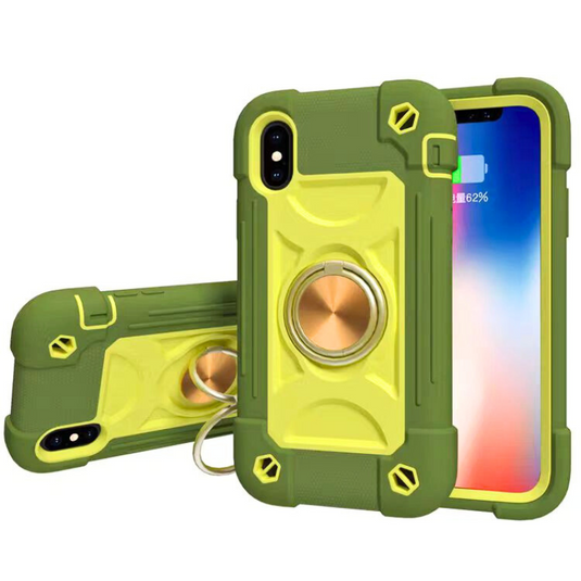 [Built-in Ring Bracket] Apple iPhone 15/Pro/Pro Max/Plus Colorful Thickened Silicone Heavy Duty Series Case