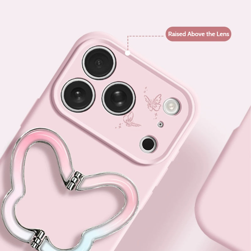 Load image into Gallery viewer, [Butterfly Stand] Apple iPhone 17 Pro Max / 18 Pro Max - Liquid Silicone Shockproof Soft-Touch Case With Short Strap
