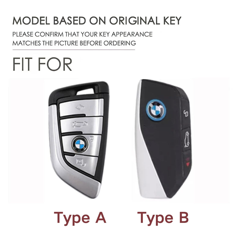 Load image into Gallery viewer, BMW Premium Leather Protection Car Key Fob Case Cover For BMW 5 Series (530), 3 Series (330Li), 7 Series, X1, X3, X5, iX3 (2026)

