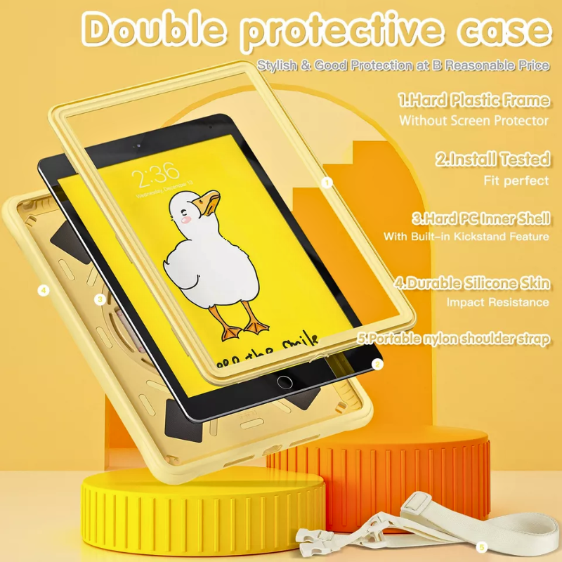 Load image into Gallery viewer, Apple iPad 7/8/9 10.2&quot; 7/8/9th Gen (2019/2020/2021) 3D Cartoon Silicone Rugged 360°Rotating Hand Strap Stand Case
