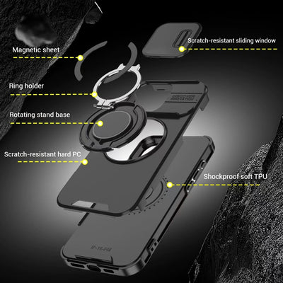 [With Slide Lens Cover][Magsafe Compatible] Apple iPhone 11/Pro/Pro Max Military-Grade Shockproof Protective Stand Series Case - i-Station Mobile Phone & Electronic Device Repair and Accessories