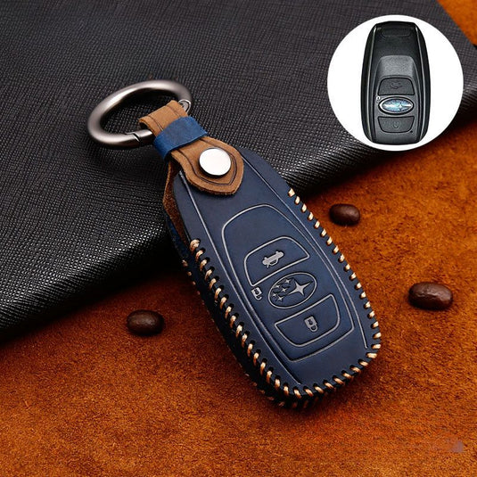 Subaru Cowhide Leather Car Key Fob Protective Cover Case For Outback, Ascent, Forester, Crosstrek, Legacy, Impreza, WRX
