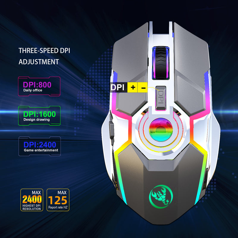 Load image into Gallery viewer, HYSJ Wireless RGB Lightweight Noise-Fre Gaming Mouse With USB Receiver And Decompress Crystal Ball
