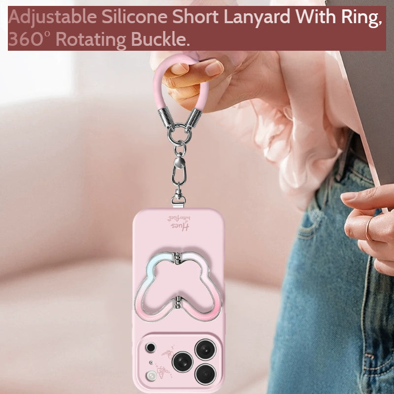 Load image into Gallery viewer, [Butterfly Stand] Apple iPhone 17 Pro Max / 18 Pro Max - Liquid Silicone Shockproof Soft-Touch Case With Short Strap
