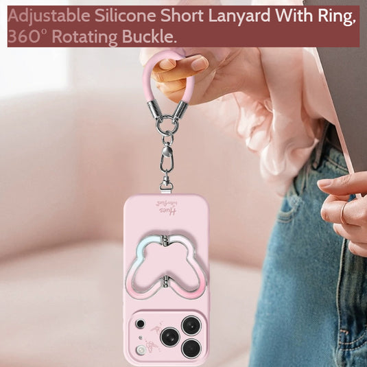 [Butterfly Stand] Apple iPhone 17 Pro Max / 18 Pro Max - Liquid Silicone Shockproof Soft-Touch Case With Short Strap
