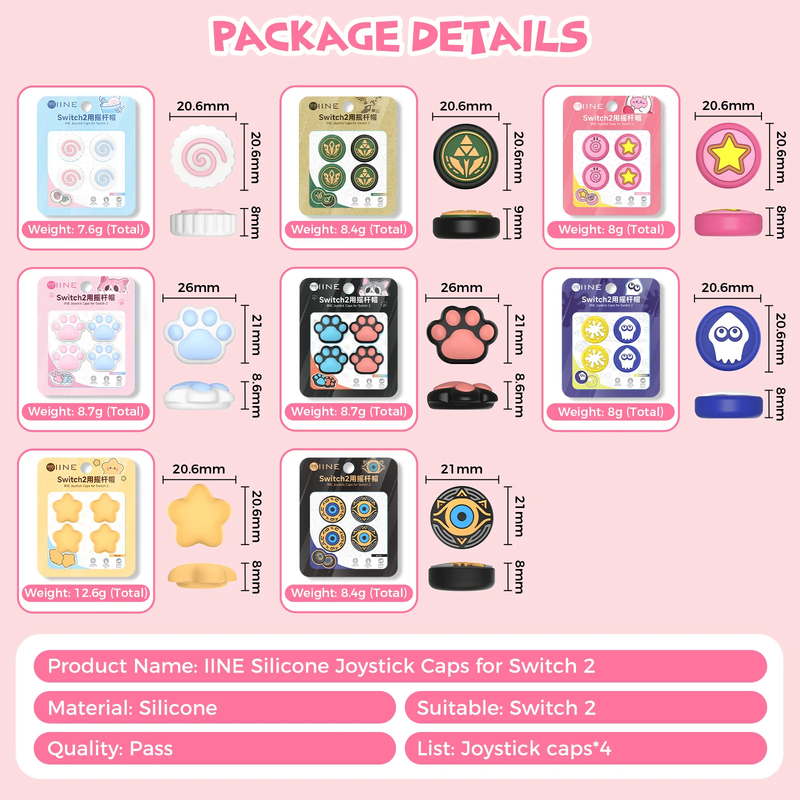 Load image into Gallery viewer, Nintendo Switch 2 (2025) - IINE Cute Cartoon Silicone Joy-con Thumb Grips (One Set)
