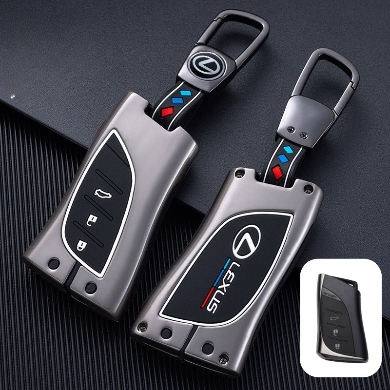 Load image into Gallery viewer, Lexus Metal Shell &amp; Soft Silicone Car Key Fob Case Cover For ES200, NX 300h, RX 300, LM, LS500h, LX 570

