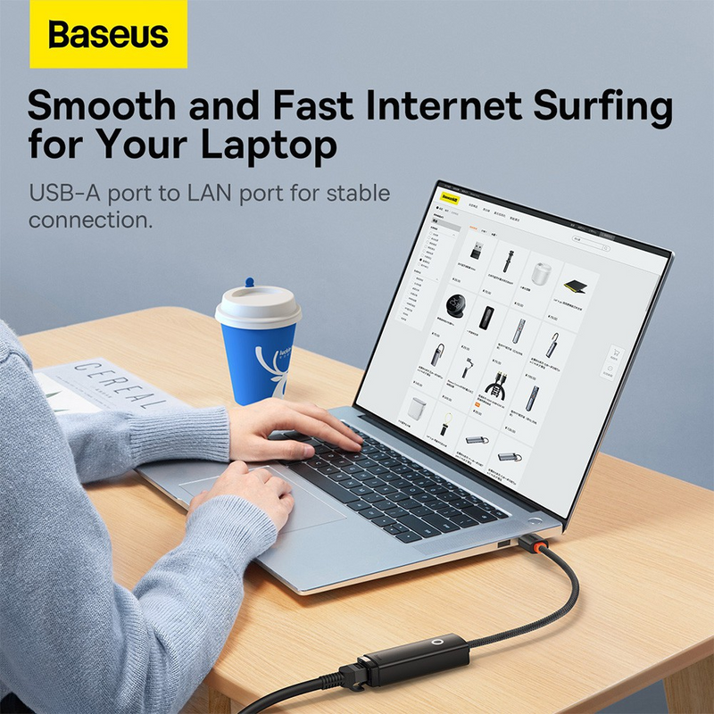 Load image into Gallery viewer, Baseus Lite Series Ethernet Adapter USB-A to RJ45 LAN Port 100Mbps - Black - i-Station Mobile Phone &amp; Electronic Device Repair and Accessories
