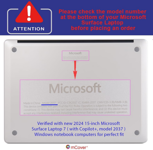 Microsoft Surface Laptop 7 (2037) 15" - iPearl PC Semi-Transparent Shockproof Hard Shell