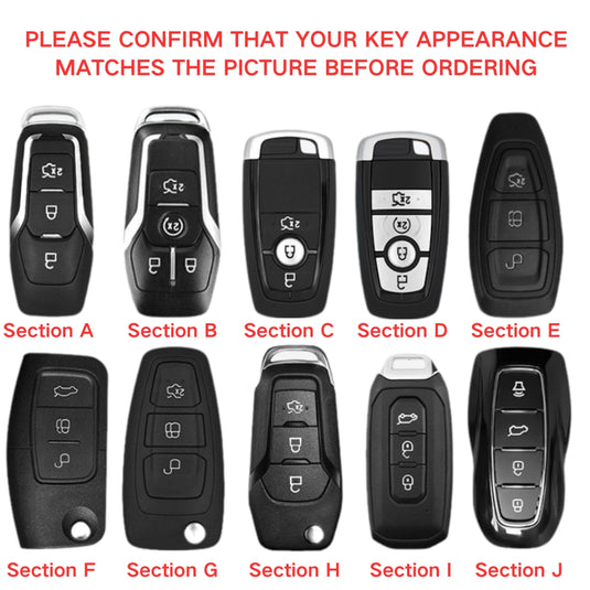 Ford Zinc Alloy Leather Folding Key Case For Ranger, Mustang, Everest, Escape, Puma, Transit, Focus, Fiesta, Ranger Raptor, Mondeo