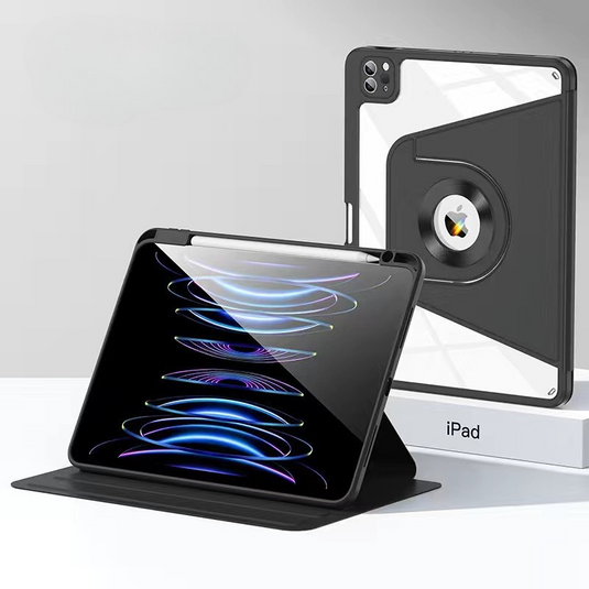 [Detachable][With Pen Slot] Apple iPad 7/8/9 10.2'' 7/8/9th Gen (2019/2020/2021) Magntic 360° Rotating Transparent Back Panel Shockproof Case