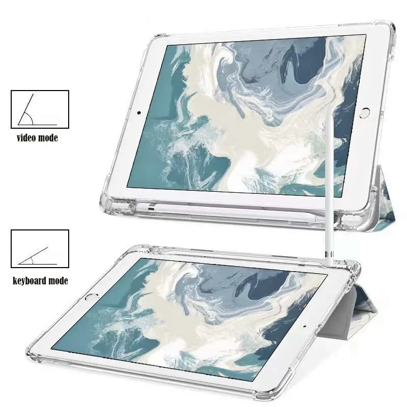 Load image into Gallery viewer, Apple iPad 7/8 10.2&#39;&#39; 7/8th Gen (2019/2020) Ink Style Transparent Flip Case With Pen Slot
