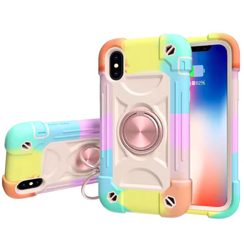 [Built-in Ring Bracket] Apple iPhone 16/Pro/Pro Max/Plus Colorful Thickened Silicone Heavy Duty Series Case