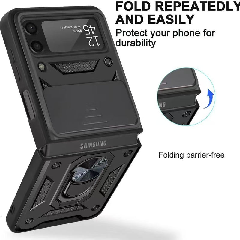 Load image into Gallery viewer, [Built-in Ring Bracket][With Slide Lens Cover] Motorola Moto Razr 40/Ultra Mecha-style Anti-slip Protective Hard Heavy Duty Series Case
