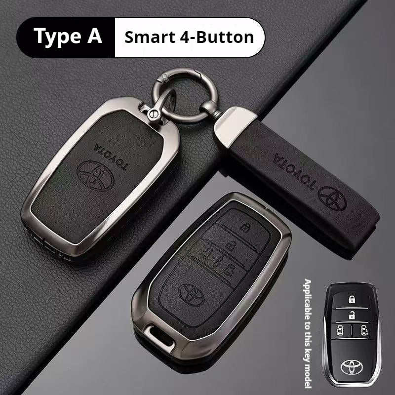 Load image into Gallery viewer, Toyota Zinc Alloy + PU Leather Car Key Fob Case Cover For Camry, RAV4, Highlander, Prado, Crown

