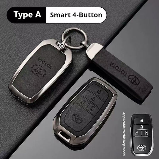 Toyota Zinc Alloy + PU Leather Car Key Fob Case Cover For Camry, RAV4, Highlander, Prado, Crown
