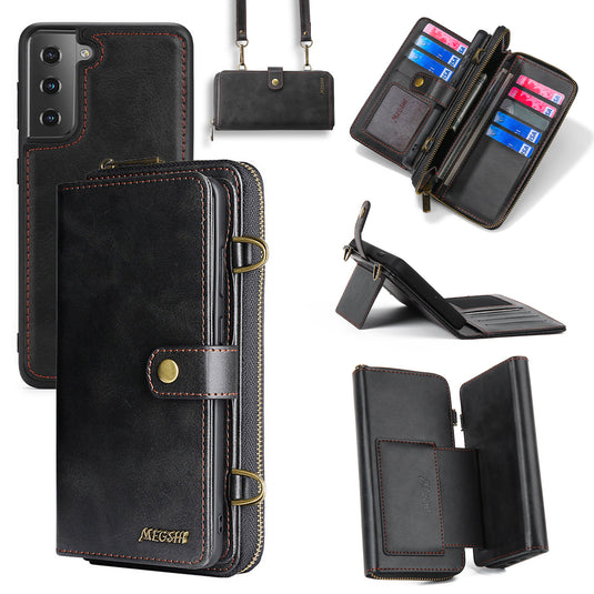 [With Card Holder][With Strap] Samsung S25/Plus/Ultra - Multi-functional PU Leather Flip Wallet Case