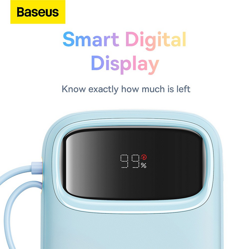 Load image into Gallery viewer, Baseus Qpow2 Dual-Cable Digital Display Fast Charge Power Bank 10000mAh 22.5W
