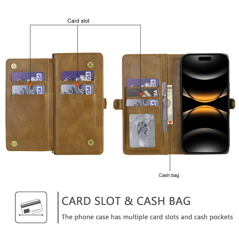 Load image into Gallery viewer, [Magsafe Compatible][With Card Slot] Apple iPhone 17/Air/Pro/Max Detachable PU Leather Flip Wallet Shockproof Case
