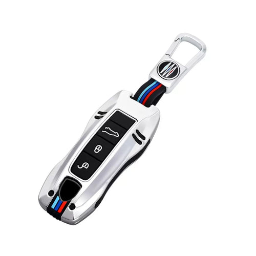 Porsche Metal Shell & Soft Silicone Full Protection Car Key Fob Case Cover For Cayenne, Panamera, 911
