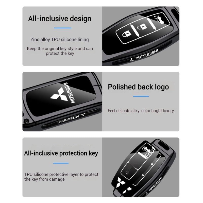 Mitsubishi Zinc Alloy + TPU Car Key Fob Case Cover For Outlander, ASX, Eclipse Cross, L200, Pajero, Triton, Lancer EX - i-Station Mobile Phone & Electronic Device Repair and Accessories