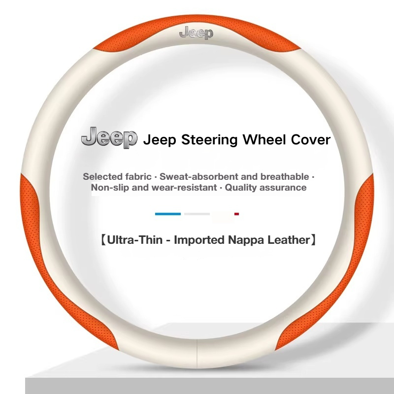 Load image into Gallery viewer, Jeep Genuine Leather Spliced Design with Breathable &amp; Anti-Slip Grip Steering Wheel Cover For Wrangler, Cherokee, Renegade, Grand Commander, Compass - i-Station Mobile Phone &amp; Electronic Device Repair and Accessories
