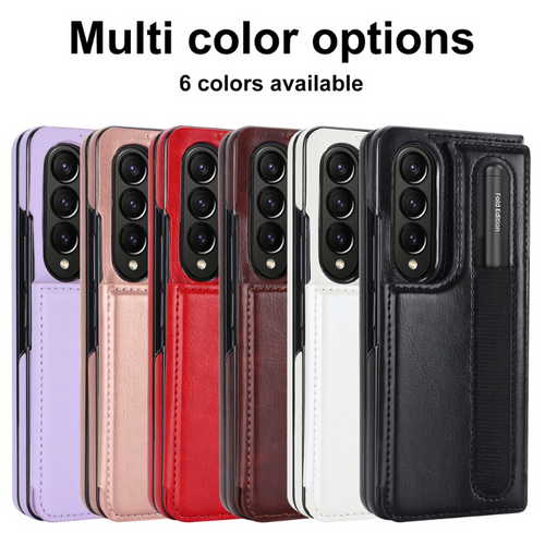 [With Card Slot] Samsung Galaxy Z Fold 4 SM-F936 Dual-clasp Foldable Stand Business Shockproof Wallet Series Case