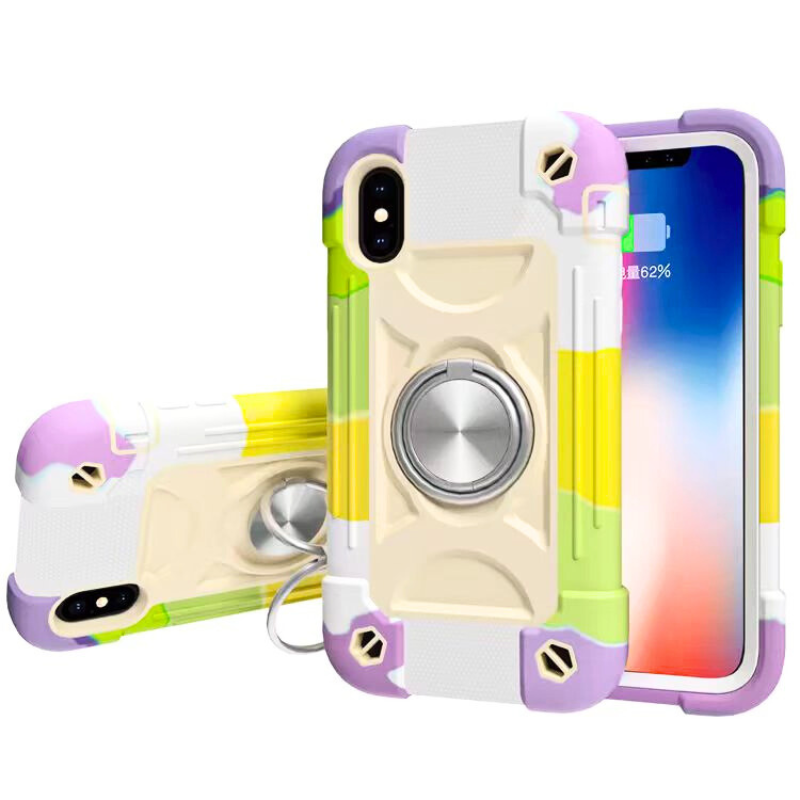 Load image into Gallery viewer, [Built-in Ring Bracket] Apple iPhone 15/Pro/Pro Max/Plus Colorful Thickened Silicone Heavy Duty Series Case
