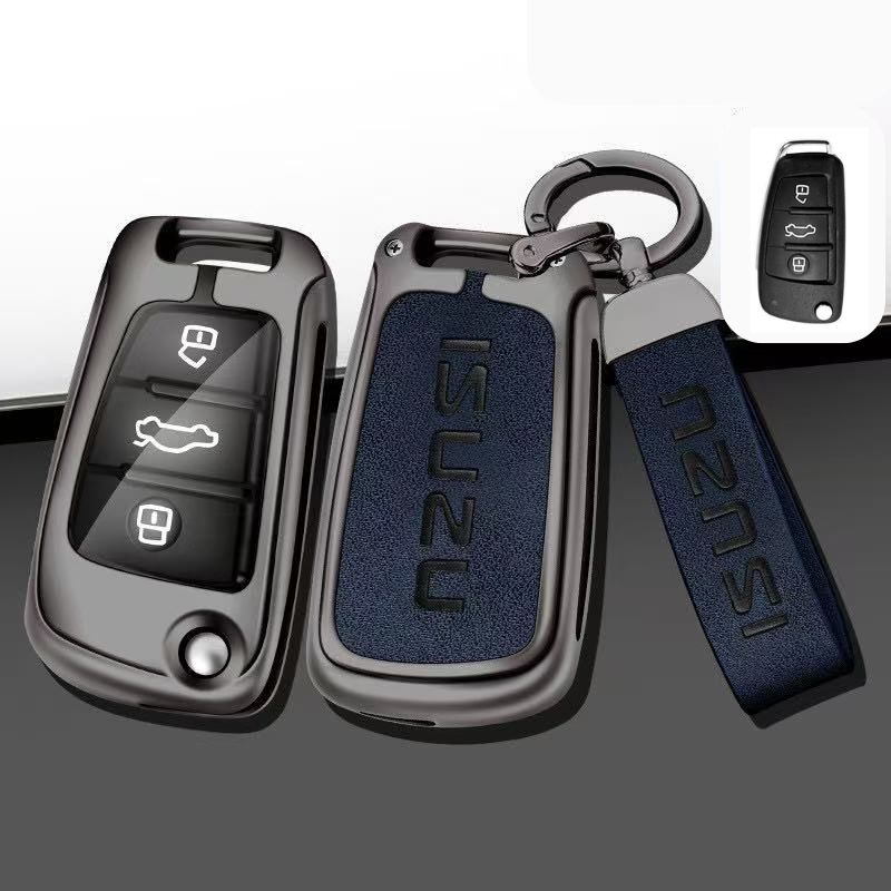 Load image into Gallery viewer, Isuzu Alloy + PU Leather Protection Car Key Fob Case Cover For D-MAX, MU-X, MUX

