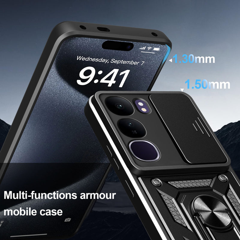 Load image into Gallery viewer, [Built-in Stand][Built-in Slide Lens Cover] Vivo IQOO Z7 &amp; Pro Multi-function Grade Armour Case
