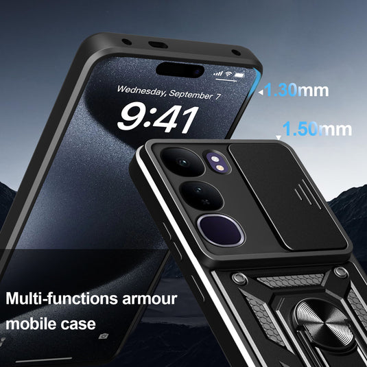 [Built-in Stand][Built-in Slide Lens Cover] Vivo IQOO Z7 & Pro Multi-function Grade Armour Case