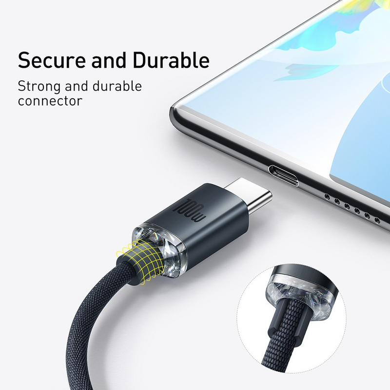 Load image into Gallery viewer, CW-FXP Baseus Crystal Shine Series Fast Charging Data Cable USB to Type-C 100W 2m - Black
