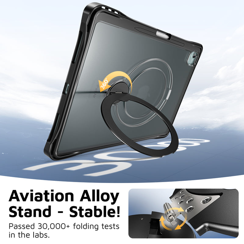 Load image into Gallery viewer, [With Pen Slot] Apple iPad Air 13-inch M2/M3/M4 (2024/2025/2026) 360° Rotating Stand Frosted Hard Acrylic Shockproof Cover Case
