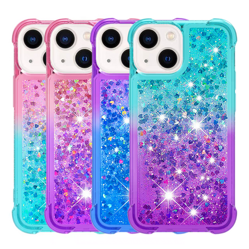 Apple iPhone 15/Plus/Pro/Pro Max Glitter Bling Floating Liquid Shockproof Silicone BlingBling Series Case