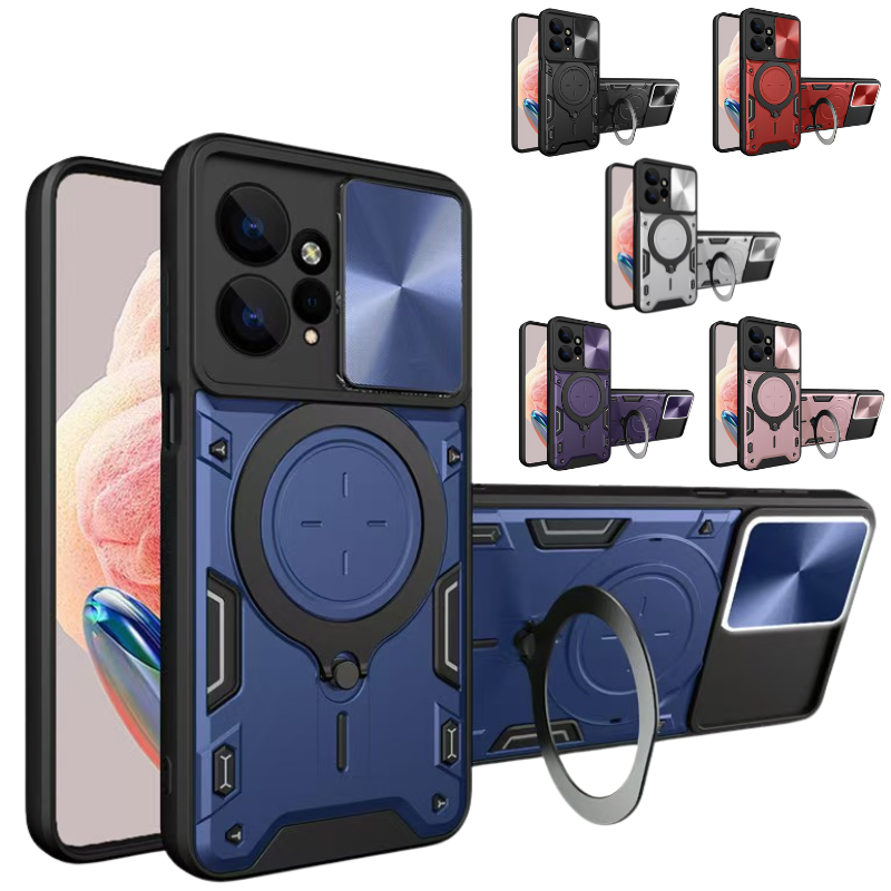 Load image into Gallery viewer, [Built-in Stand][With Slide Lens Cover] Xiaomi Poco X4 Pro 5G Military-Grade Full Coverage Essentials Series Case
