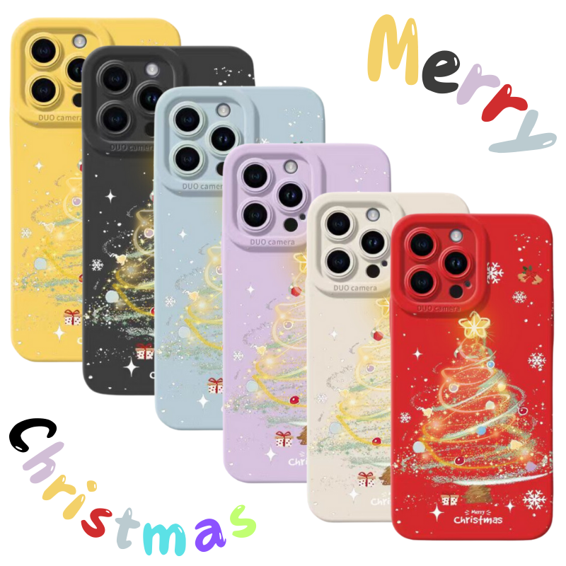 Load image into Gallery viewer, Apple iPhone 14/Pro/Pro Max/Plus Shiny Christmas Tree Shockproof Silicone Blingbling Series Case
