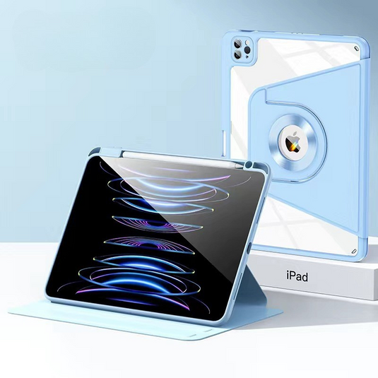 [Detachable][With Pen Slot] Apple iPad 7/8/9 10.2'' 7/8/9th Gen (2019/2020/2021) Magntic 360° Rotating Transparent Back Panel Shockproof Case