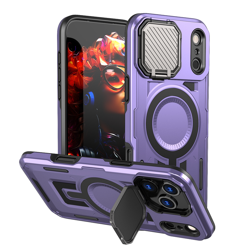 Load image into Gallery viewer, [Magsafe Compatible][With Lens Cover] Apple iPhone 17 Pro/Pro Max Heavy Duty Stand Phone Case
