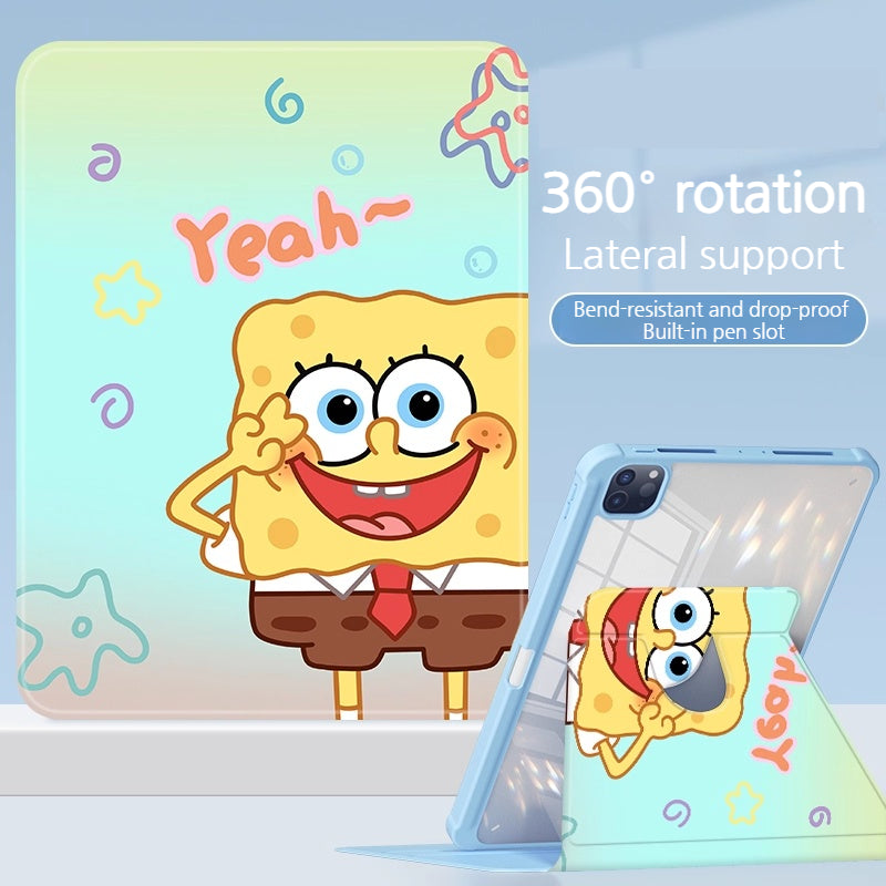 Load image into Gallery viewer, [Built-in Pen Slot] Apple iPad Air 11-inch M2/M3 (2024/2025) SpongeBob Smart 360° Degree Rotate Stand Shockproof Flip Cover Case
