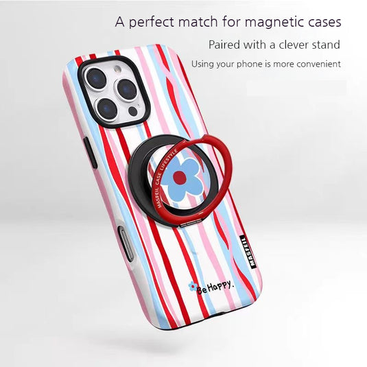[Magsafe Compatible] Apple iPhone 17/Air/Pro/Max - Minimalist Stripe Shockproof Stand Case