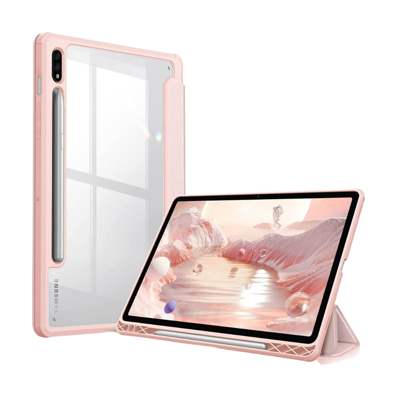 Load image into Gallery viewer, [With Pen Slot] Samsung Galaxy Tab S7 Plus/S7 FE/S8 Plus 12.4&quot; - Transparent Acrylic Back Stand Tablet Case
